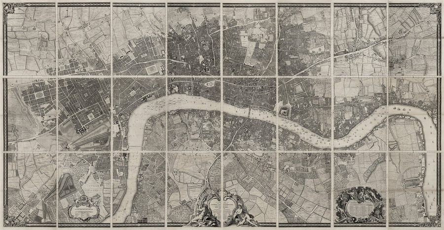 Grande Mappa Antica di Londra - 1746, 1788, 1830 o 1862. Grande mappa personalizzata fino a 4 metri (13 piedi) 