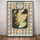 Alte Karte der schottischen Clans und Tartans - Johnstons Highlands & Lowlands Schottische Karte 