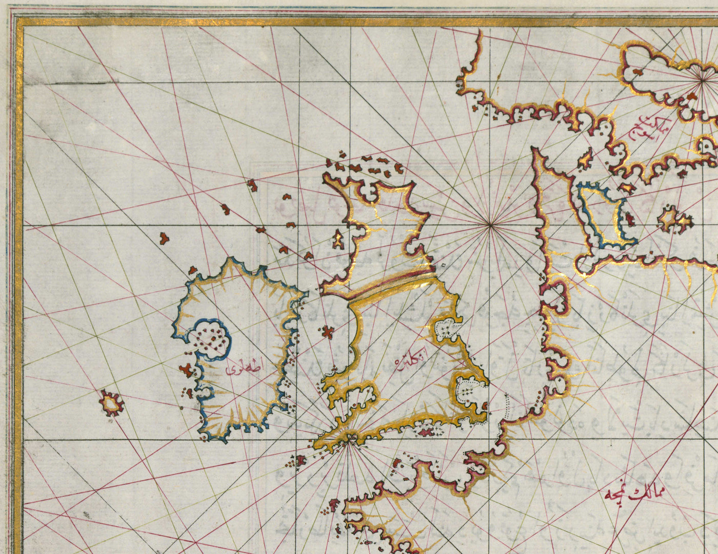 Antiguo mapa árabe de Europa en 1525 por Piri Reis - Francia, España, Reino Unido, Turquía, Alemania