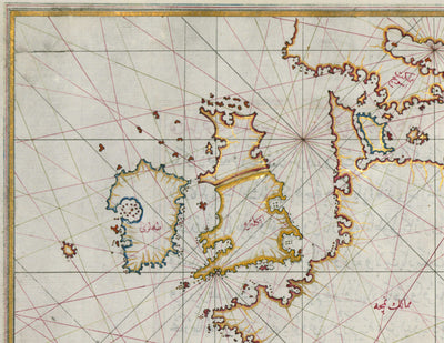 Antiguo mapa árabe de Europa en 1525 por Piri Reis - Francia, España, Reino Unido, Turquía, Alemania