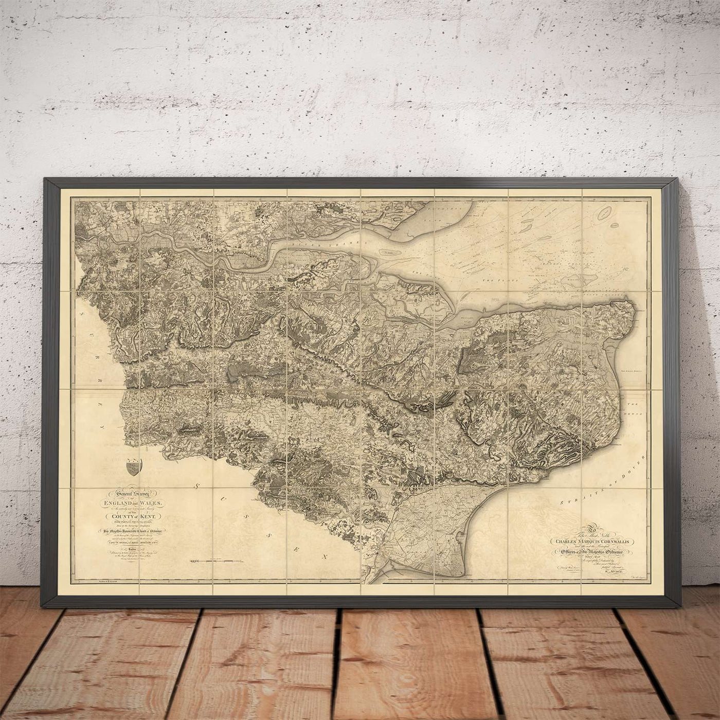 Rare Old Map of Kent, 1809 by Faden & Ordnance Survey - Canterbury, Maidstone, Bromley, Tunbridge, Margate, Lewisham