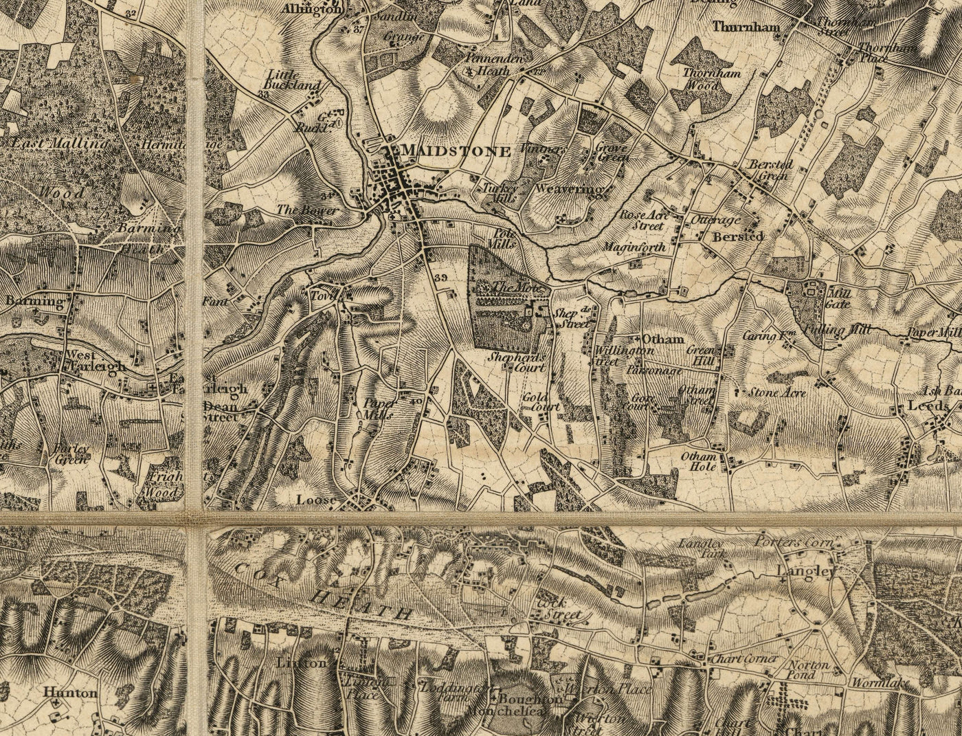 Rare Old Map of Kent, 1809 by Faden & Ordnance Survey - Canterbury, Maidstone, Bromley, Tunbridge, Margate, Lewisham