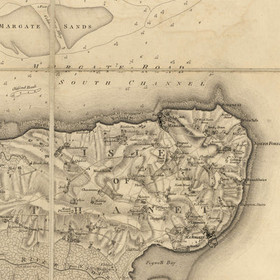 Rare Old Map of Kent, 1809 by Faden & Ordnance Survey - Canterbury, Maidstone, Bromley, Tunbridge, Margate, Lewisham
