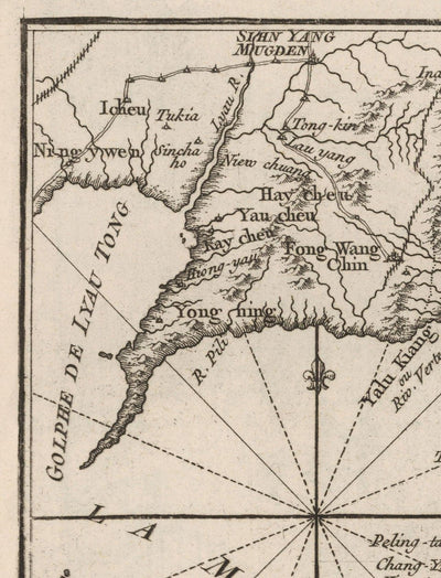 Mapa antiguo de Corea en 1764 por Bellin - Norte, Sur, Seúl, Pyongyang, Península, Dinastía Joseon, Busan, Daegu
