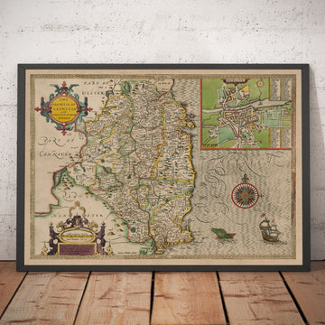 Ancienne carte de Leinster, Irlande en 1611 par John Vitesse - County Dublin, Kilkenny, Meath