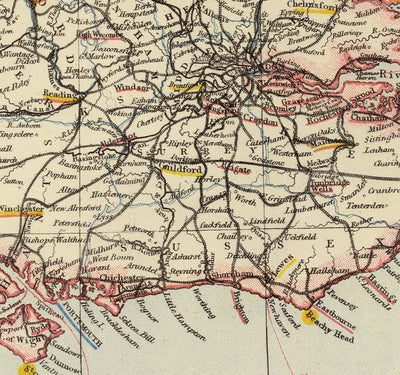 Train &amp; Rail Gesichtsmaske / Halskrause / Snood mit Vintage-Karte Letts's Eisenbahn und statistische Karte von England und Wales, 1883