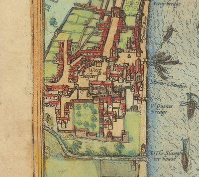 The Oldest Map of London, 1559 - City of London, Westminster, Southwark