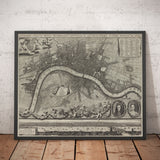 Rare carte ancienne de Londres en 1690 par Joannes de Ram