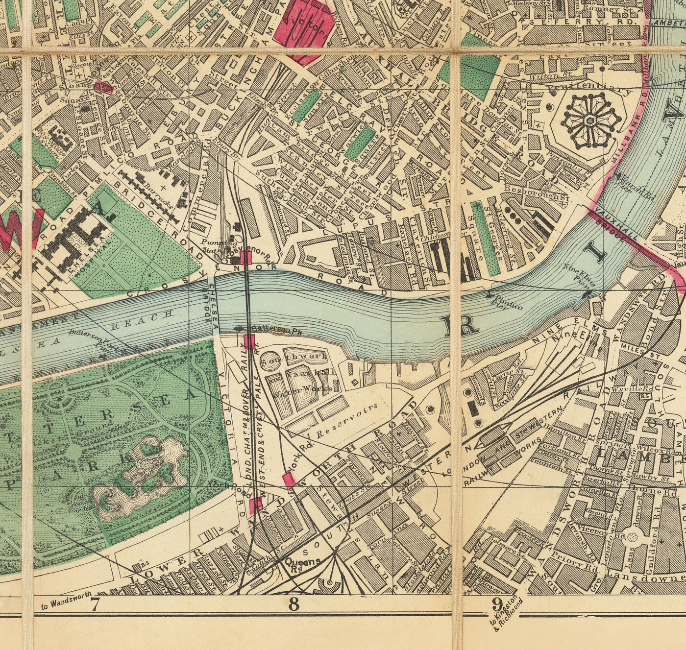 Big Old Map of London by Bacon, 1890 - Rare Folding Wall Chart of Victorian England
