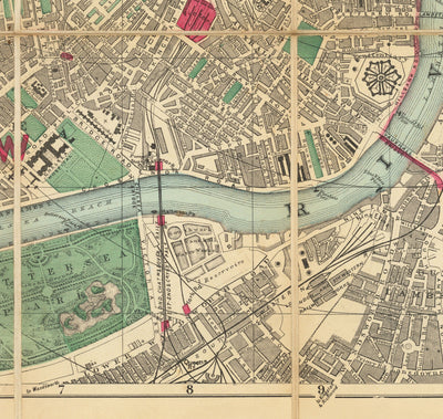 Big Old Map of London by Bacon, 1890 - Rare Folding Wall Chart of Victorian England