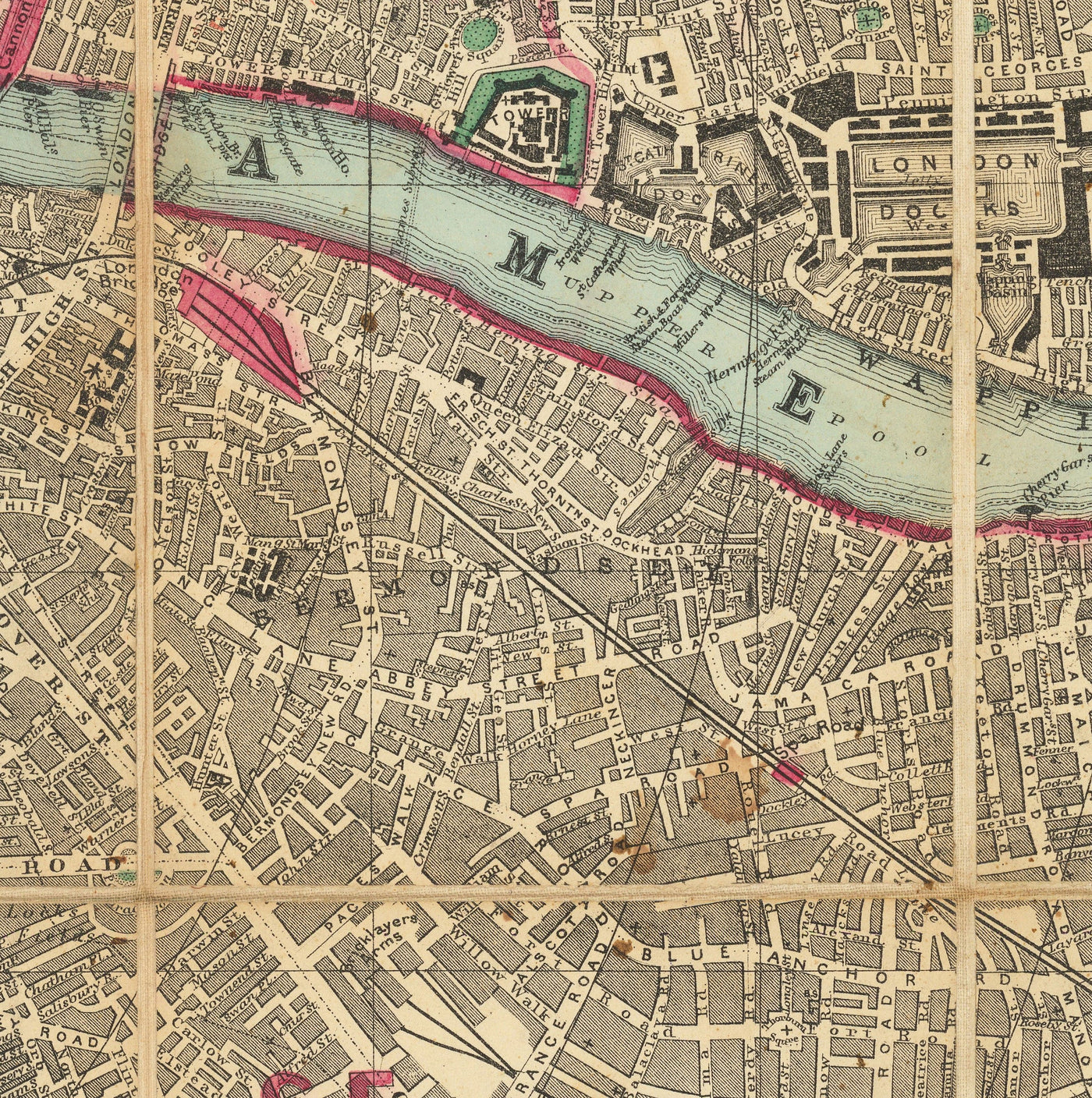 Big Old Map of London by Bacon, 1890 - Rare Folding Wall Chart of Victorian England