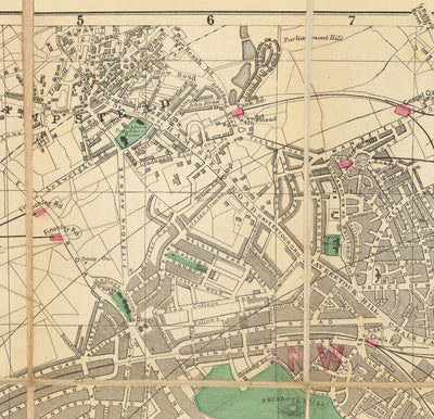 Big Old Map of London by Bacon, 1890 - Rare Folding Wall Chart of Victorian England