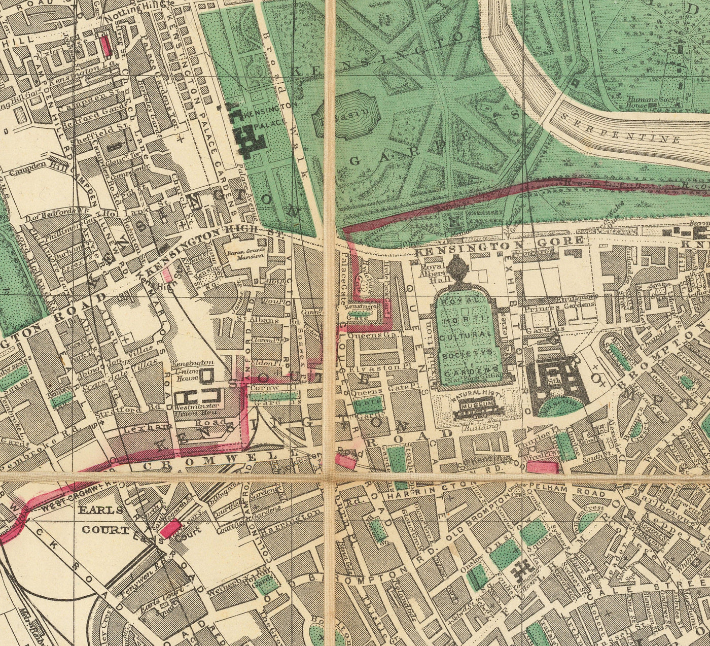 Big Old Map of London by Bacon, 1890 - Rare Folding Wall Chart of Victorian England