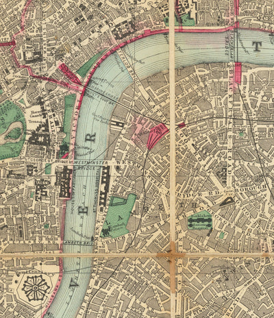 Big Old Map of London by Bacon, 1890 - Rare Folding Wall Chart of Victorian England