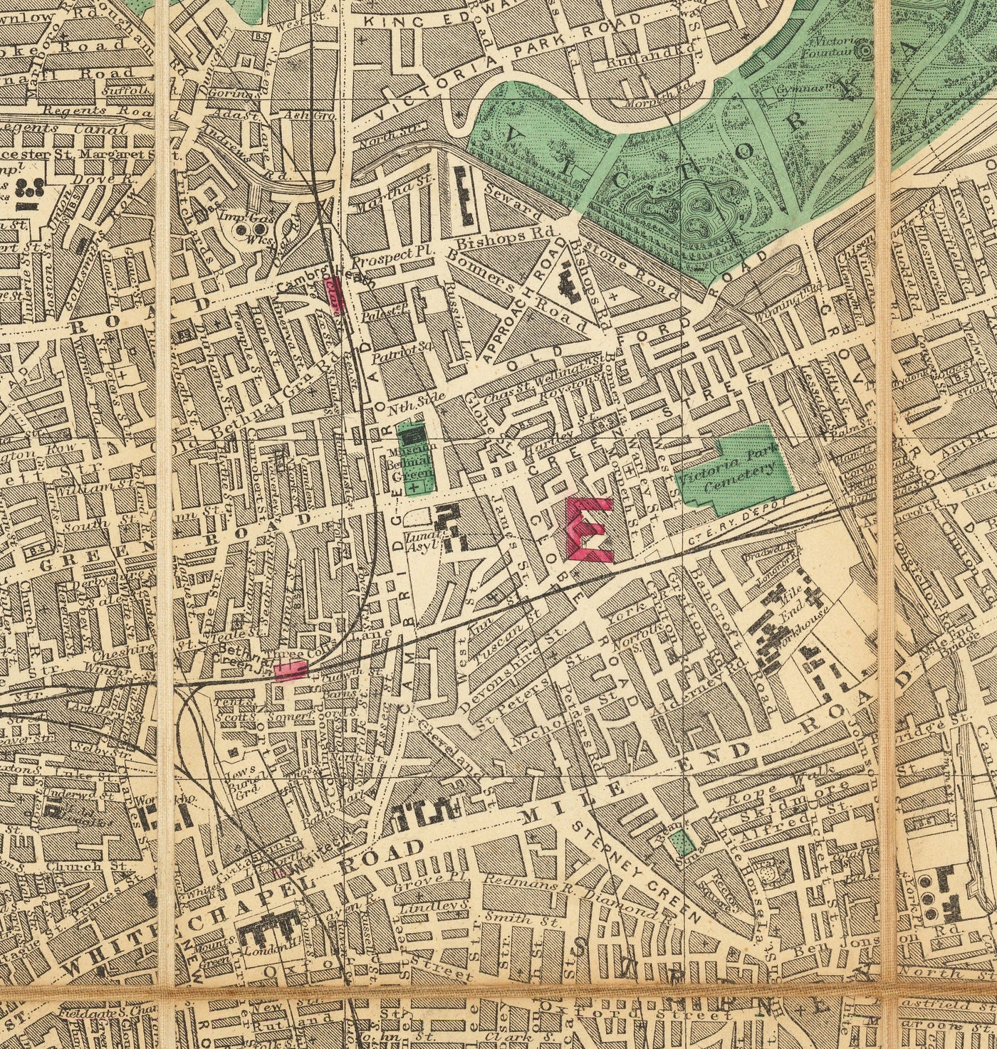 Big Old Map of London by Bacon, 1890 - Rare Folding Wall Chart of Victorian England