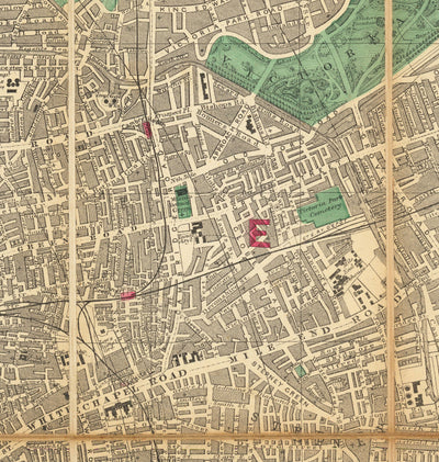 Big Old Map of London by Bacon, 1890 - Rare Folding Wall Chart of Victorian England