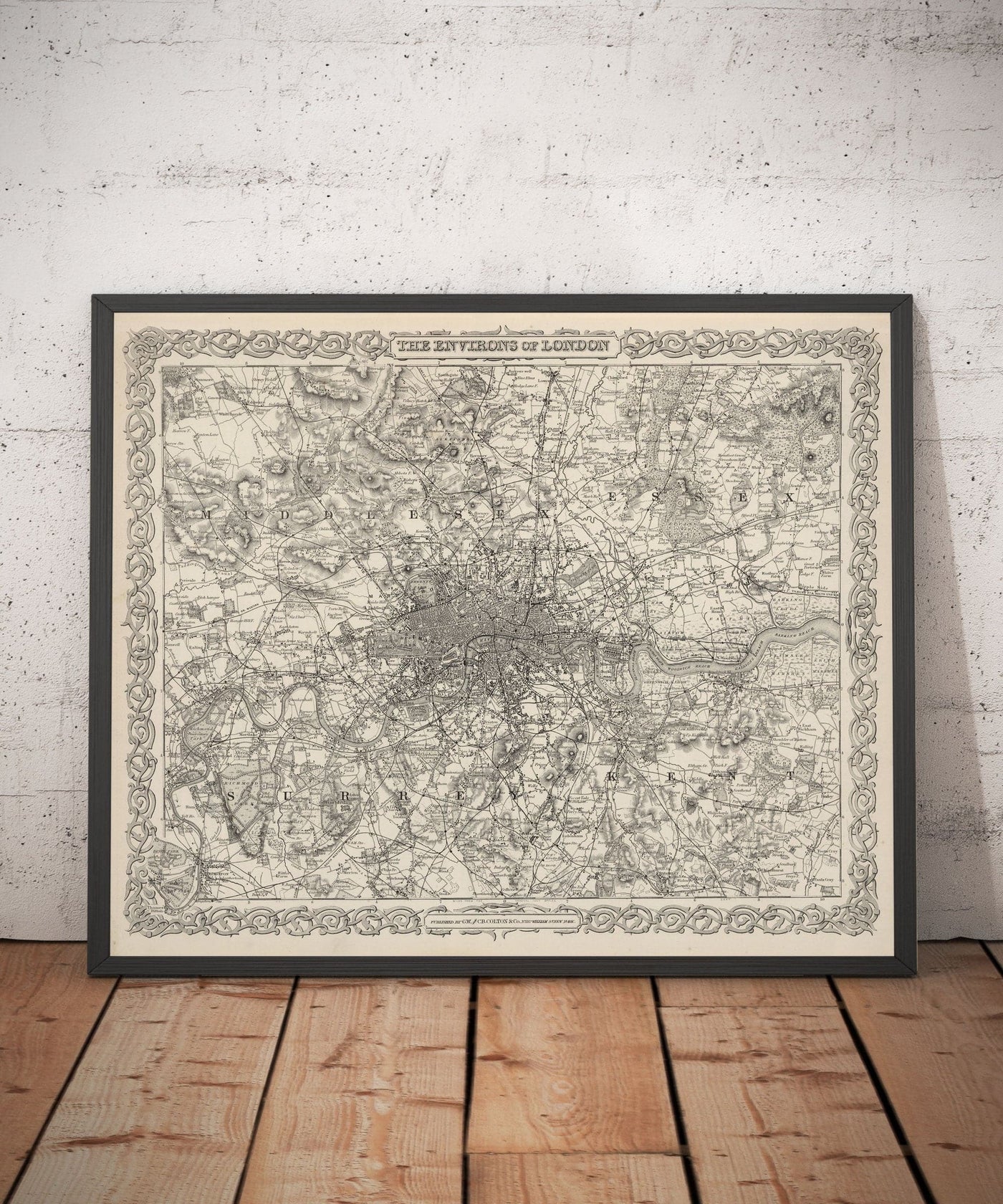 Old Map of London & Suburbs, Environs by G.W. Colton, 1886