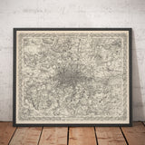 Old Map of London & Suburbs, Environs by G.W. Colton, 1886