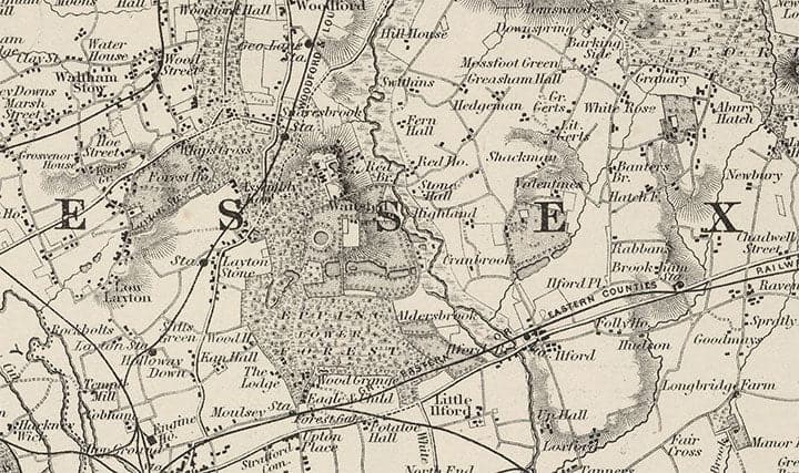 Old Map of London & Suburbs, Environs by G.W. Colton, 1886