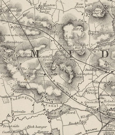 Old Map of London & Suburbs, Environs by G.W. Colton, 1886