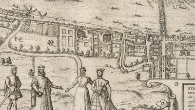 Very Old Map of London, 1572 by Georg Braun - City of London, Westminster, Southwark