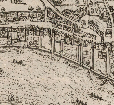Very Old Map of London, 1572 by Georg Braun - City of London, Westminster, Southwark