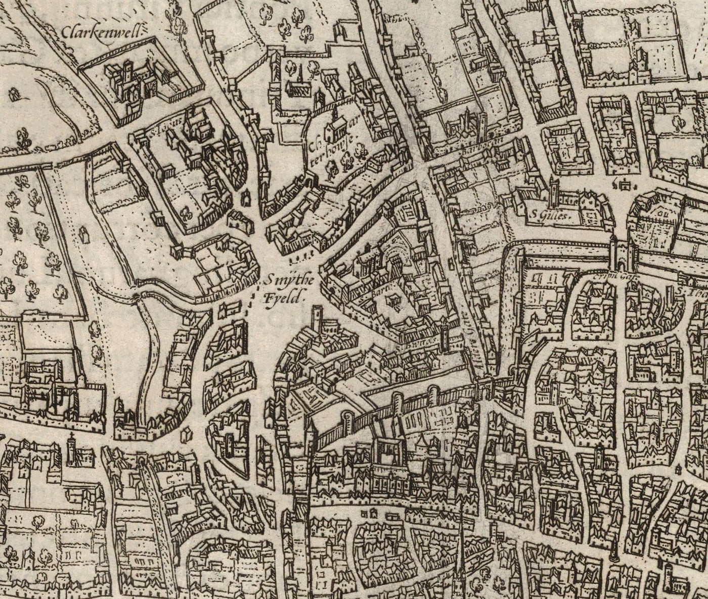 Very Old Map of London, 1572 by Georg Braun - City of London, Westminster, Southwark