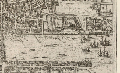 Very Old Map of London, 1572 by Georg Braun - City of London, Westminster, Southwark
