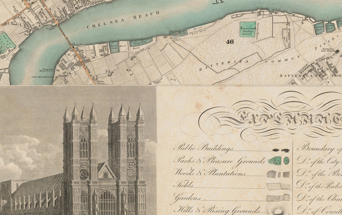 Big Old Map of London by C&J Greenwood, 1830 - Handcoloured