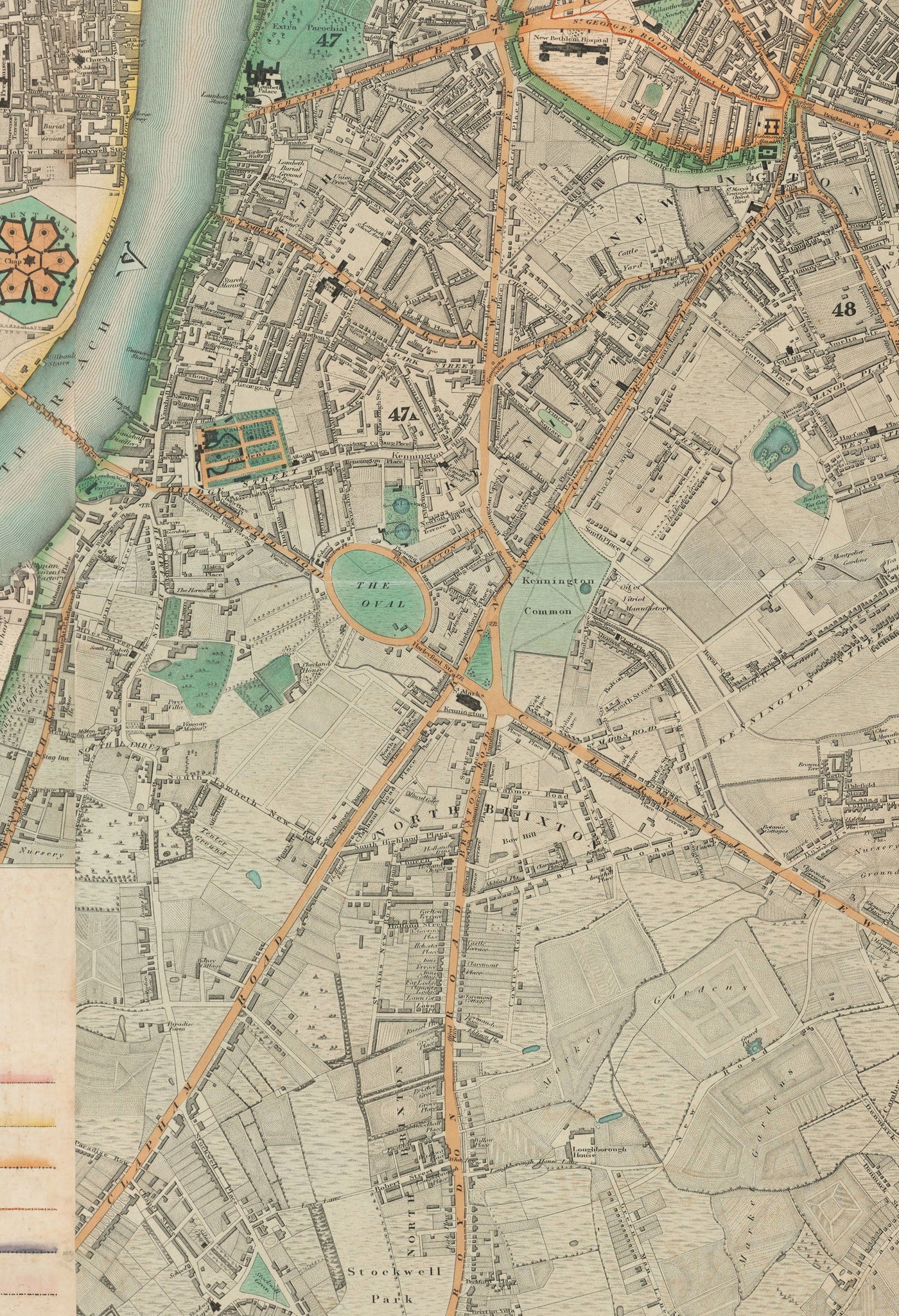 Big Old Map of London by C&J Greenwood, 1830 - Handcoloured