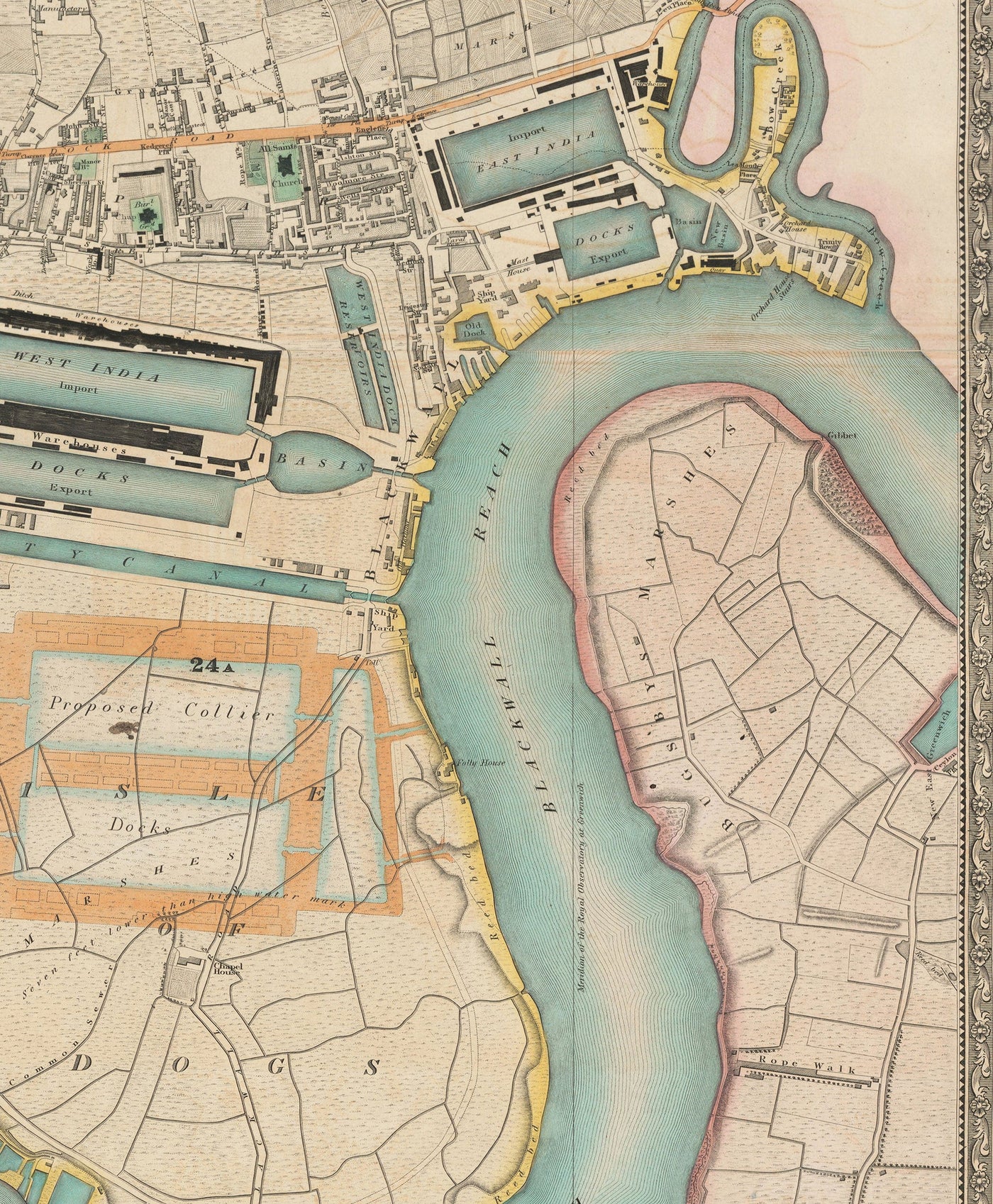 Big Old Map of London by C&J Greenwood, 1830 - Handcoloured