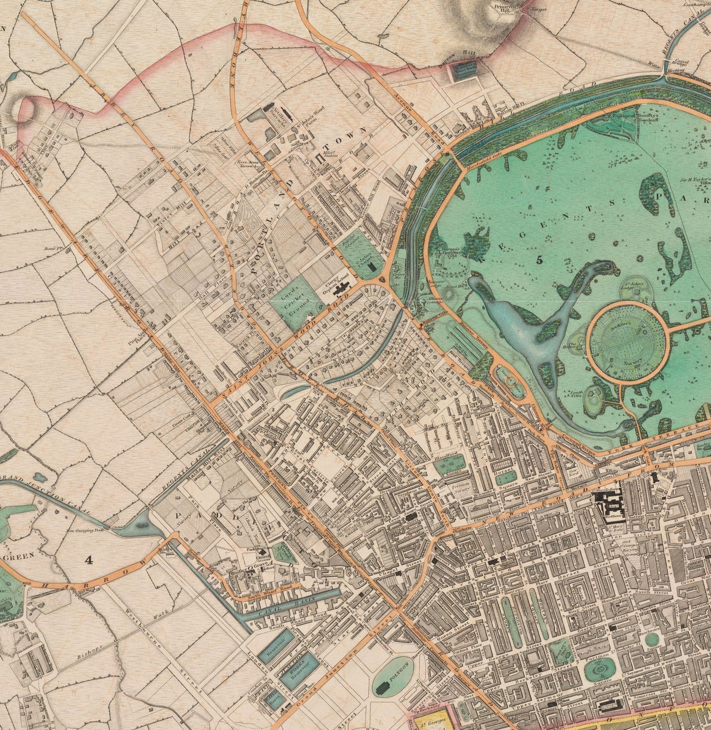 Big Old Map of London by C&J Greenwood, 1830 - Handcoloured