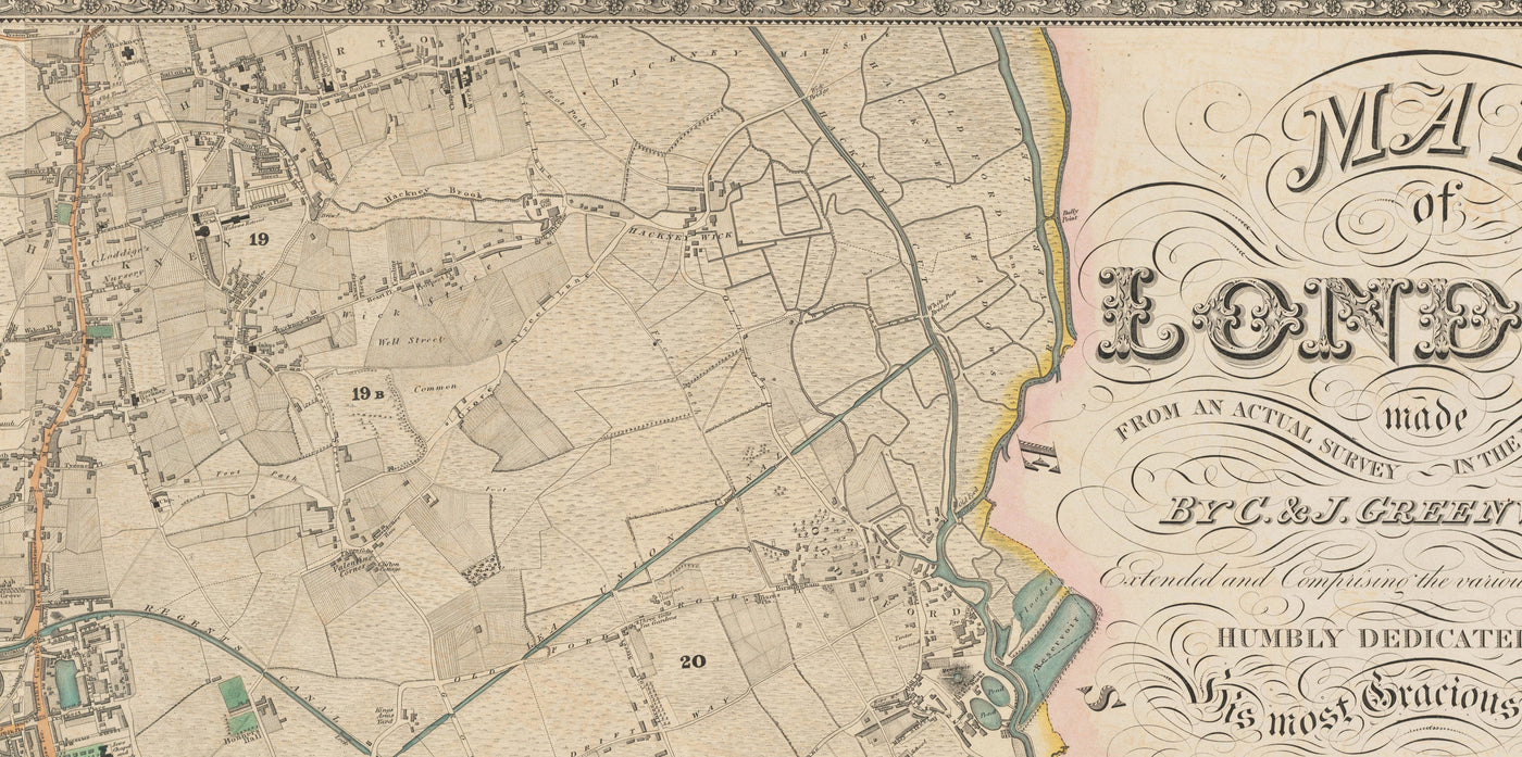Big Old Map of London by C&J Greenwood, 1830 - Handcoloured