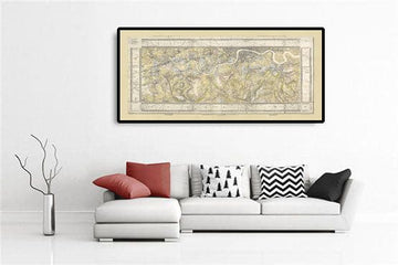 Mappa antica rara di Londra e dei sobborghi, 1799 di Milne - Chelsea, Lambeth, Southwark, Kensington, Richmond, Fields 
