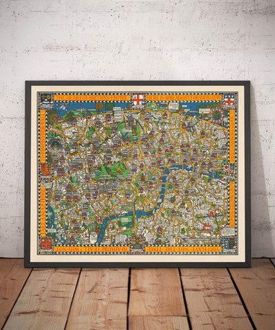 Ancienne carte de Londres, 1928 par Max Gill - La carte souterraine "merveilles" qui a sauvé le tube
