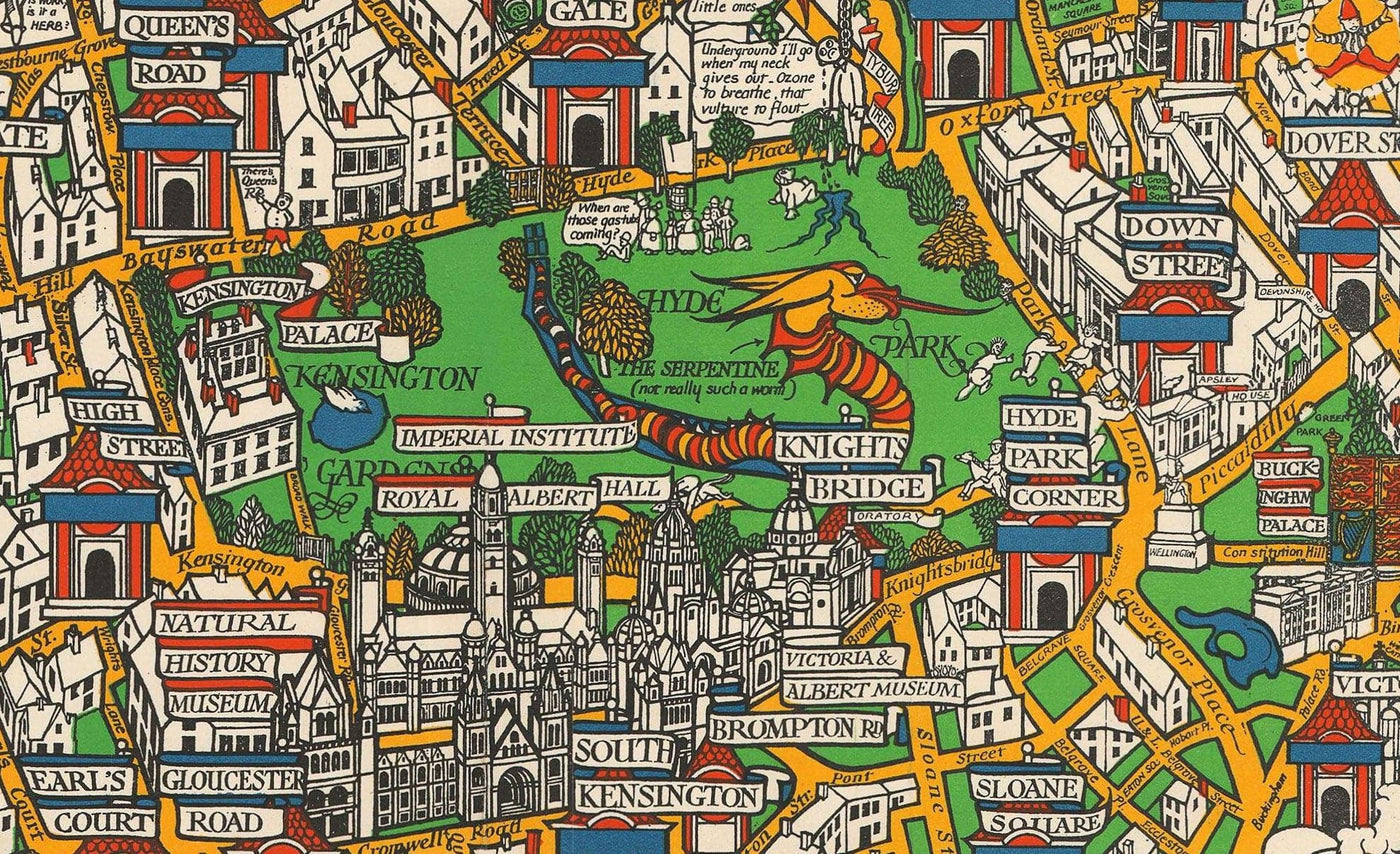 Ancienne carte de Londres, 1928 par Max Gill - La carte souterraine "merveilles" qui a sauvé le tube
