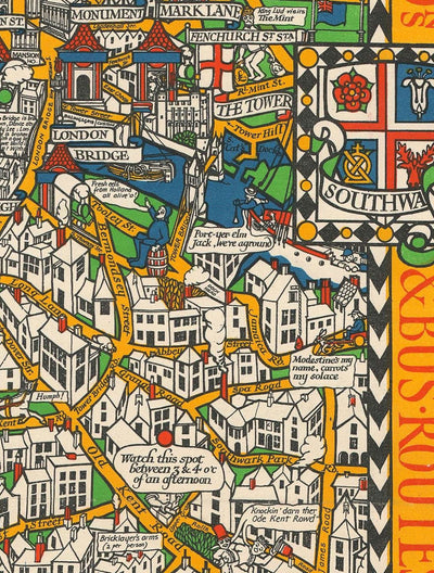 Ancienne carte de Londres, 1928 par Max Gill - La carte souterraine "merveilles" qui a sauvé le tube