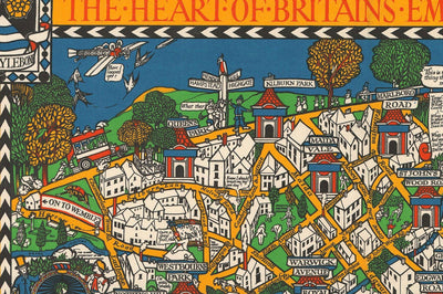 Ancienne carte de Londres, 1928 par Max Gill - La carte souterraine "merveilles" qui a sauvé le tube