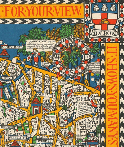 Ancienne carte de Londres, 1928 par Max Gill - La carte souterraine "merveilles" qui a sauvé le tube