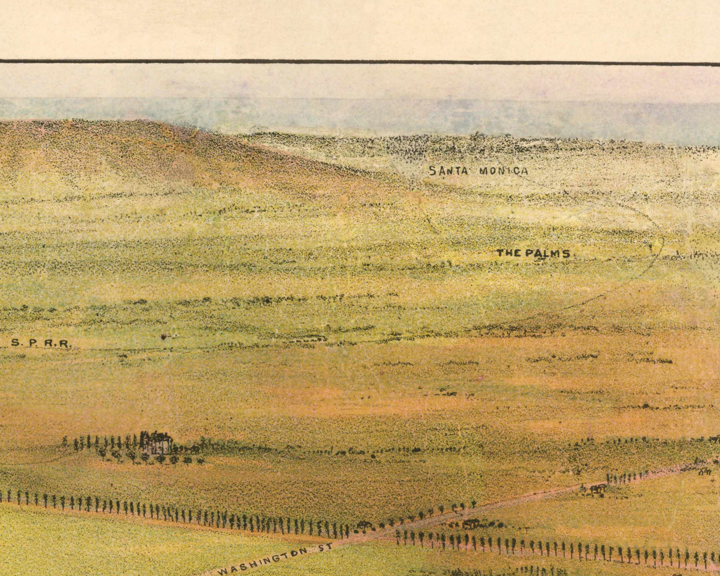 Old Birds Eye Map of Los Angeles in 1894 by BW Pierce - Downtown, Historic Southern LA, Pico, Inglewood, Pacific Ocean