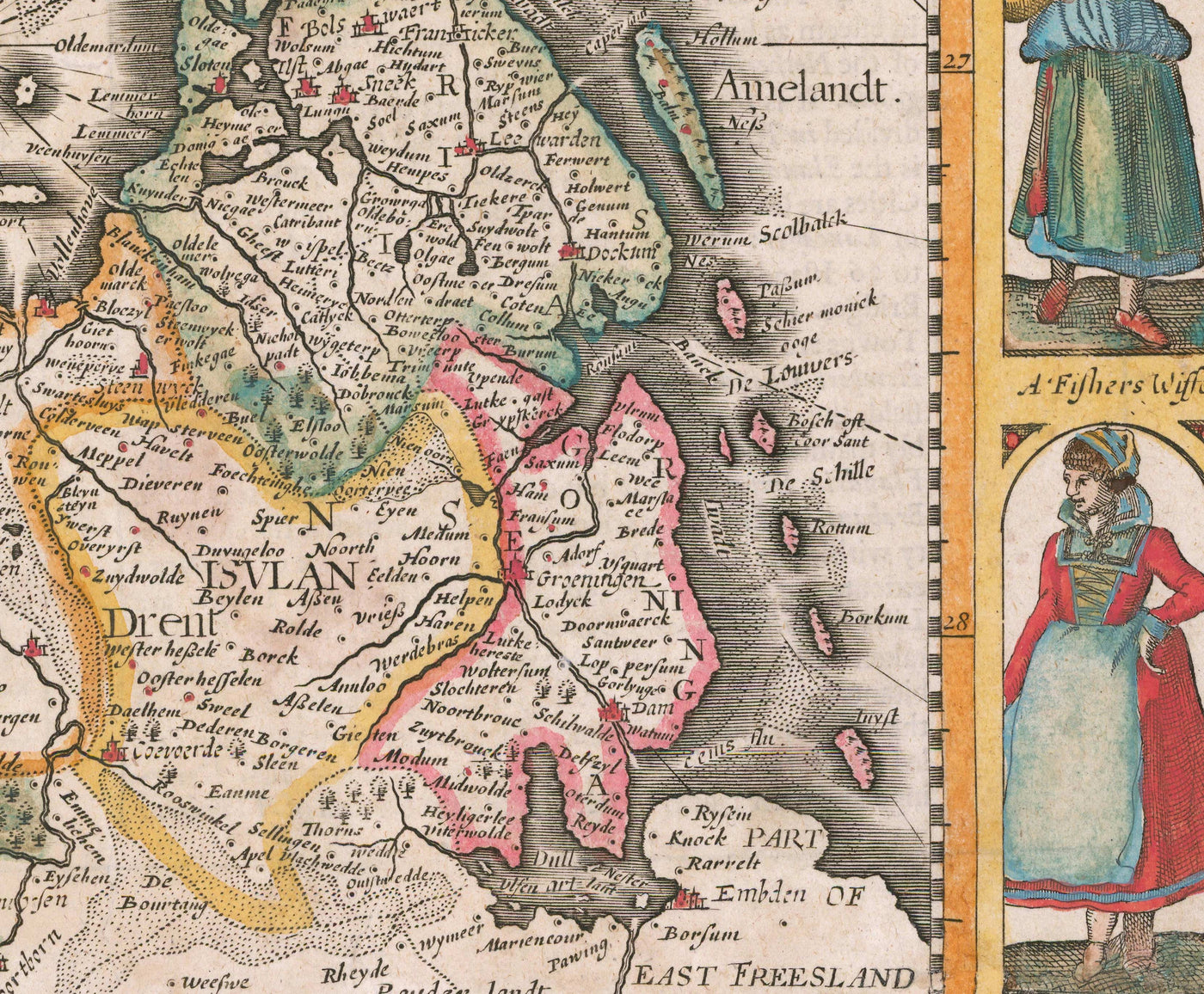 Old Map of the Low Countries by John Speed, 1627 - Low Countries, Netherlands, Belgium, Luxembourg, Flanders, Belgica