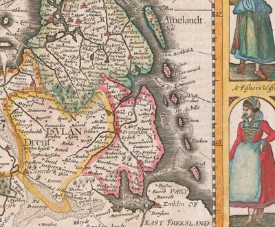 Old Map of the Low Countries by John Speed, 1627 - Low Countries, Netherlands, Belgium, Luxembourg, Flanders, Belgica
