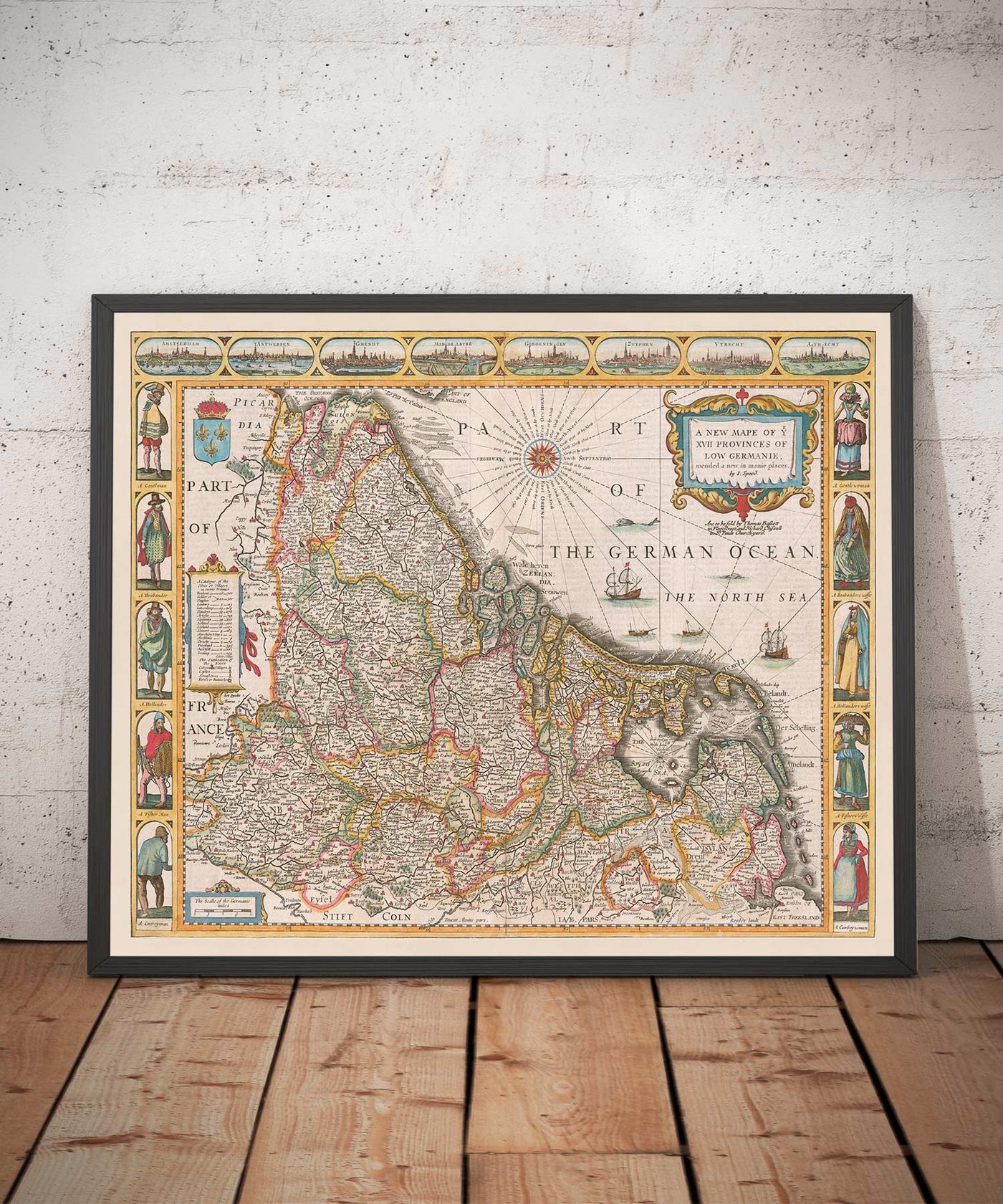 Old Map of the Low Countries by John Speed, 1627 - Low Countries, Netherlands, Belgium, Luxembourg, Flanders, Belgica