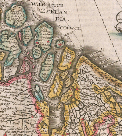Old Map of the Low Countries by John Speed, 1627 - Low Countries, Netherlands, Belgium, Luxembourg, Flanders, Belgica