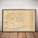 Old Map of Lower East Side & Two Bridges, NYC 1874 - Manhattan Streets, Rutger's Farm, East River