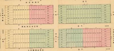Old Map of Lower East Side & Two Bridges, NYC 1874 - Manhattan Streets, Rutger's Farm, East River