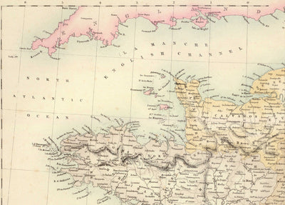 Old Map of France and its Foreign Possessions, 1872 by Archibald Fullarton - Algeria, French Guiana, Corsica, The Alps, Martinique