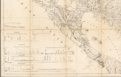 Old Map of Nicaragua in 1863 by Sonnestern - Managua, Leon, Chinandega, Esteli, Lake Nicaragua