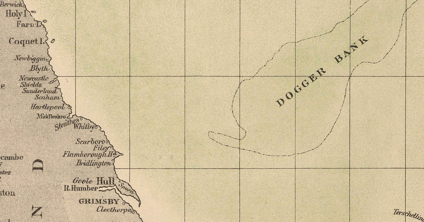 Antiguo mapa de la caballa del Mar del Norte, 1883 por O.T. Olsen - Pesca de la caballa, distribución, desove, etc.