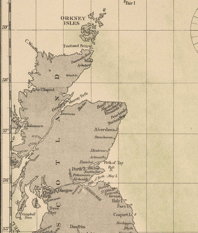 Antiguo mapa de la caballa del Mar del Norte, 1883 por O.T. Olsen - Pesca de la caballa, distribución, desove, etc.